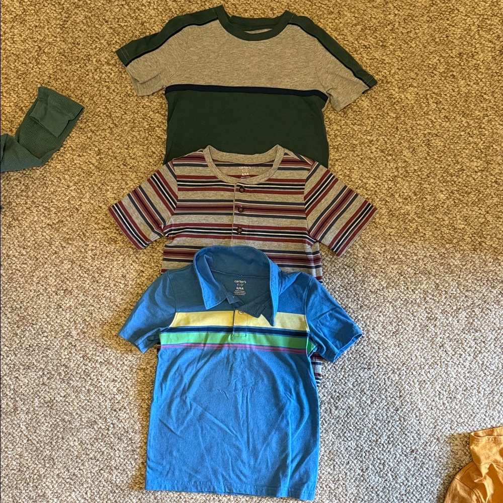 Carter's Gray, Blue, and Multicolor Stripe Tees